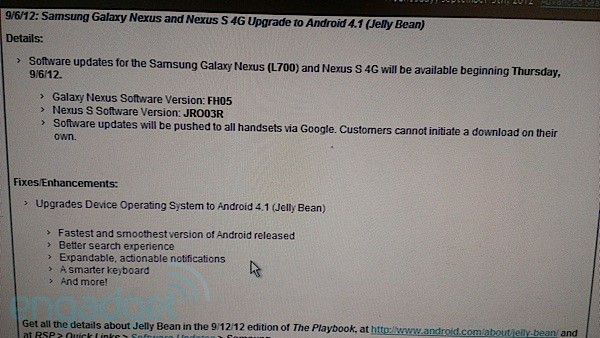 Sprint sending Jelly Bean to Samsung Galaxy Nexus and Nexus S 4G tomorrow