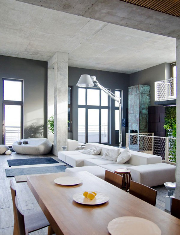 White Modular Sofa Gray Liv Fascinating Mix of Materials and Textures Showcased by Industrial Loft in Kiev