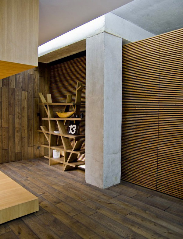 Contemporary Wood Cladding  Fascinating Mix of Materials and Textures Showcased by Industrial Loft in Kiev