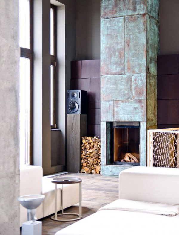 Modern Fireplace Industrial Fascinating Mix of Materials and Textures Showcased by Industrial Loft in Kiev