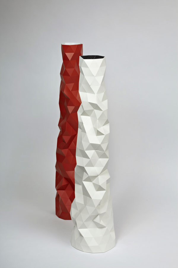 Faceture Vase red white Elegant Handmade FACETURE Vase by Phil Cuttance