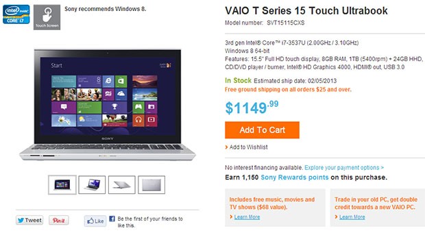 Sony Vaio T14 and T15 arrive at Sony's store, Best Buy starting at $770