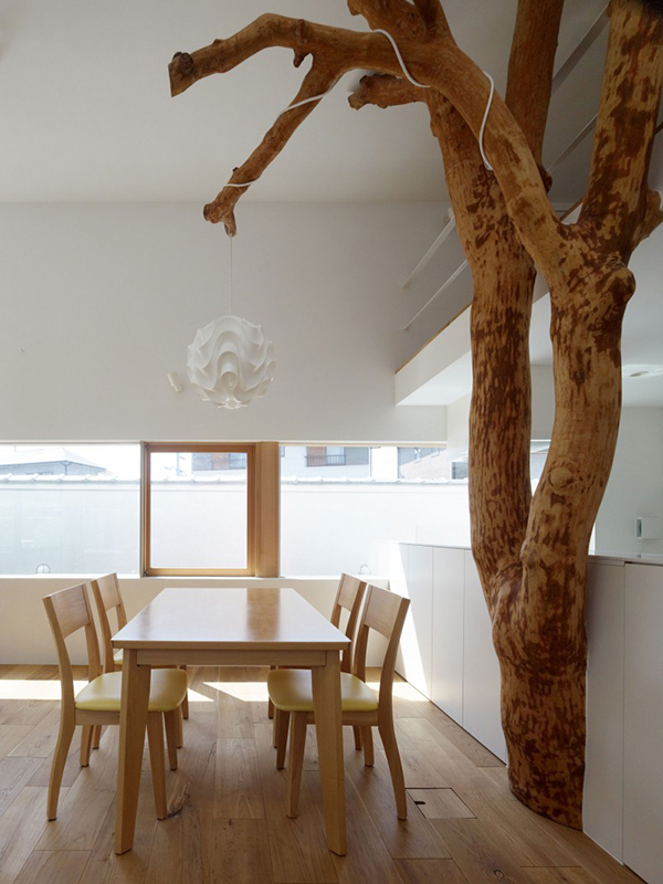 Table and Trees  Contemporary Home in Japan Integrating Real Trees in The Structure