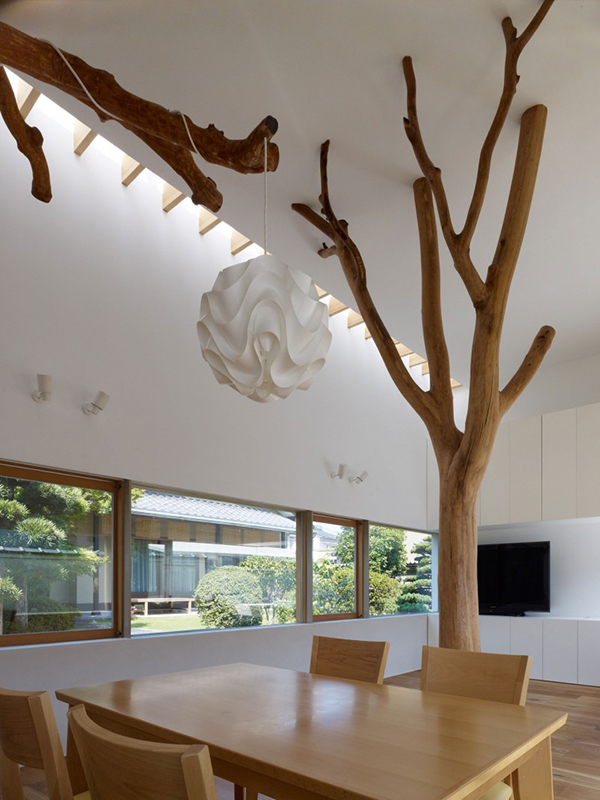 Trees in the Living Room Contemporary Home in Japan Integrating Real Trees in The Structure